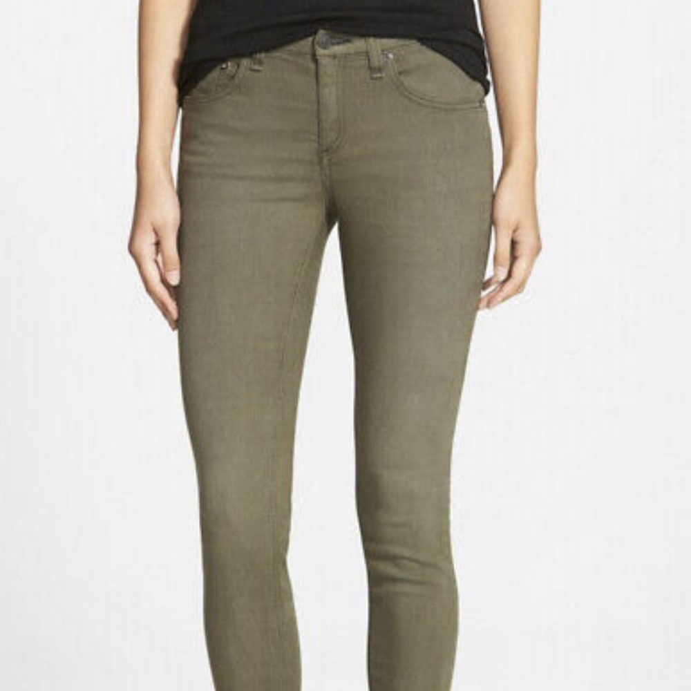 RAG & BONE Women's Army Green Dist Fatigue Denim The Skinny Jeans